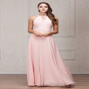 Keyhole Halter Bridesmaids Dress with Pockets By Amelia Couture (Blush)